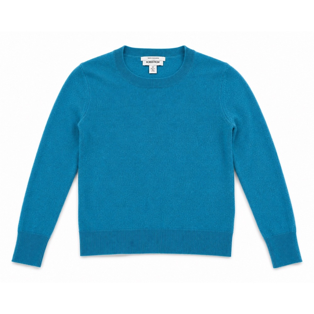 Nordstrom Womens 100% Cashmere Crewneck Sweater Teal Blue Size‎ Small NC461662MI